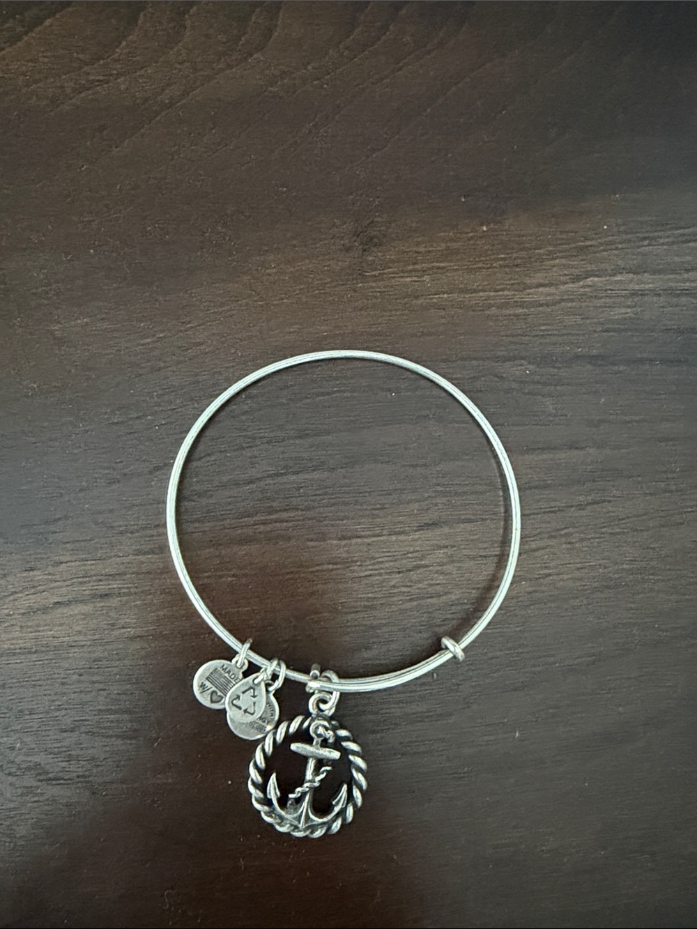 Alex and Ani Silver Anchor Charm Bangle Bracelet - Women Jewelry